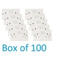 100 2 Gang Sockets  13amp  White  Double Twin Switched Wall Sockets
