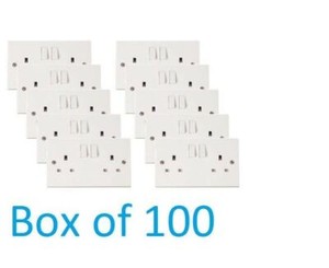 10x 2 Gang Sockets 13amp White Double Twin Switched Wall Sockets