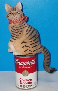 Hand-Painted-Carved-Wooden-Shelf-Sitter-Cat-Halloween-9-034-Head-to-Tail-Glass-Eyes