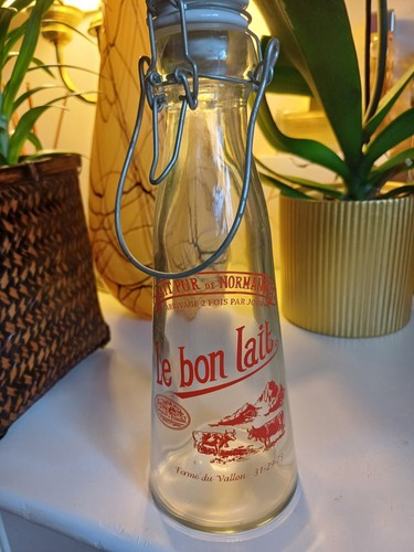 Great Condition Vintage Milk Bottle & Catch Le Bon Lait Normandie