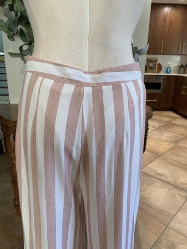 sadie sage women’s Medium pink striped wide leg side zip pants Y - Picture 5 of 6