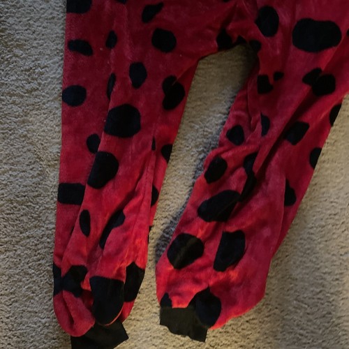 Marienkäfer Kostüm Kinder Union Anzug Large 10/12 rot schwarz gepunktet Polyester Fleece - Bild 6 von 8