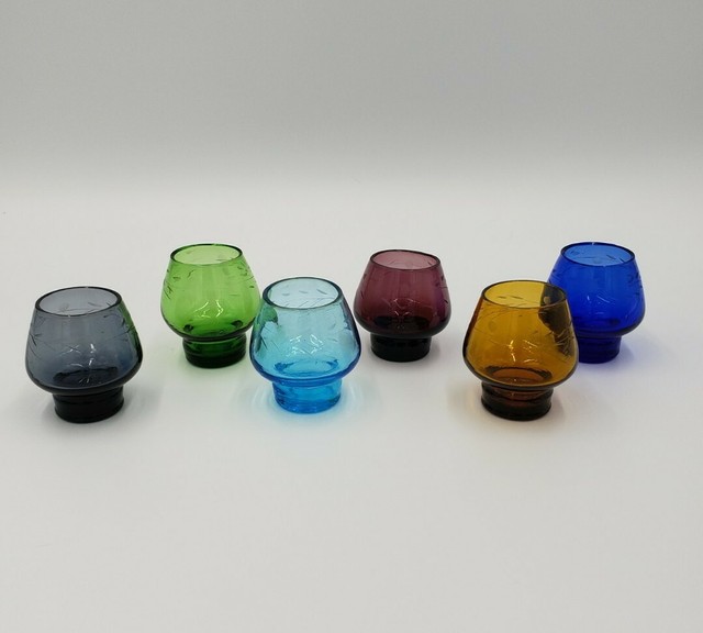 Set/6 Multi Color Mini Shot Glass Cordial Glasses EXCELLENT eBay