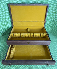Vintage Wooden Silverware Flatware Storage Chest Box with Extra Drawer