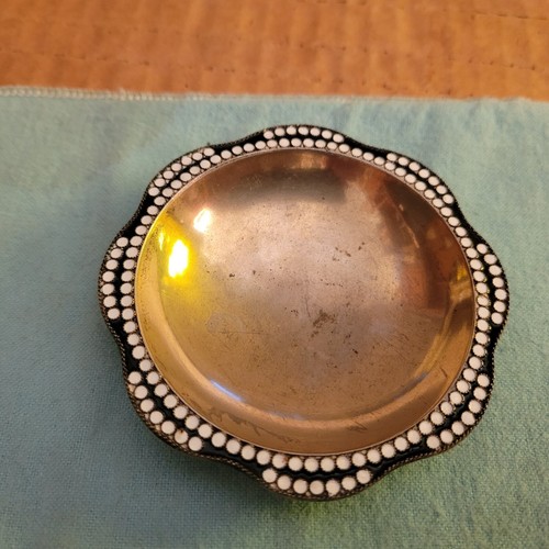 Russia 916 Sterling & Enamel Footed Salt Bowl Russkiye Samotsvety RARE - Picture 2 of 10