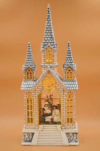 Christmas Snow Globe Nativity Water globe Church Lighted Gift Lantern Lighted - Picture 2 of 6
