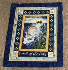Catch Of The Day Quilt 39  X 34  Fishing Lures Handmade Blanket