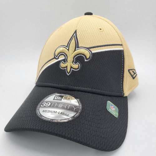 New Orleans Saints Hat New Era 39Thirty Black Gold Logo Flex Fit Cap NOLA - Picture 1 of 8