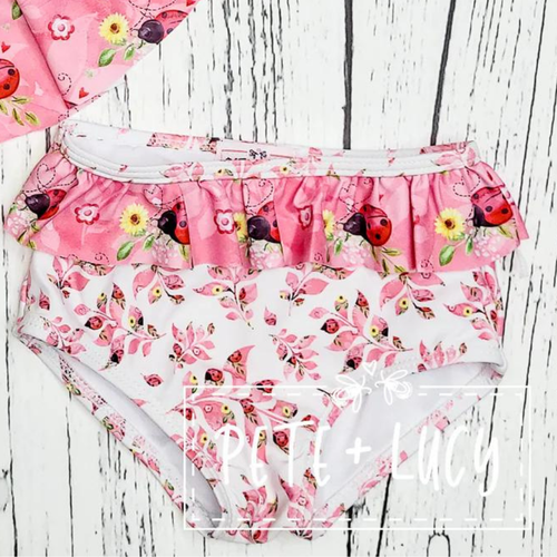 PETE + LUCY Sweet Ladybugs Pink Two PIece Swim Set Size 5 NEW Summer - Picture 3 of 4