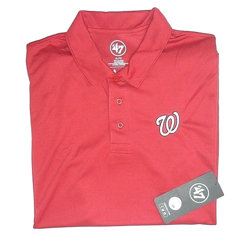 '47Marca Washington Nationals Béisbol Hombres L/G Bordado Rojo Polo, Nuevo - Imagen 9 de 9