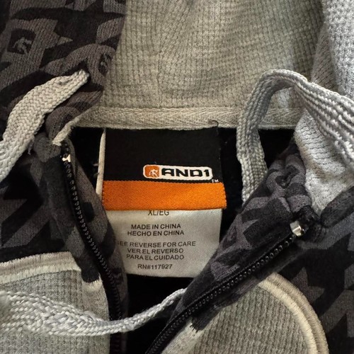 AND1 Y2K 2000s Full Zip All Over Print Basketball Hoodie Size XL - Bild 4 von 6