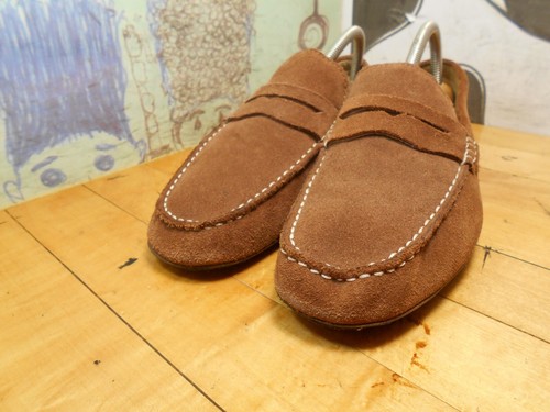 Alfani Brown Suede Penny Loafer Driving Mocs "Tigger" Men's 8M - Picture 1 of 11