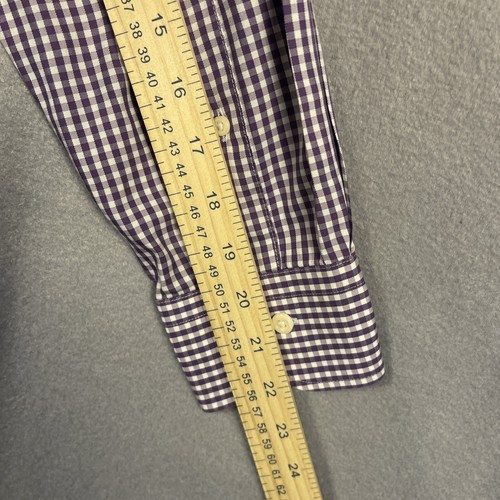 Peter Millar Silk Shirt Men’s Medium Purple Gingham OCDB Business Classic - Picture 10 of 10