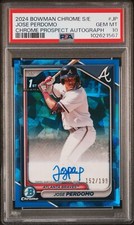 Jose Perdomo 2024 Bowman Chrome Sapphire 1st Bowman Blue Auto /199 PSA 10 Braves