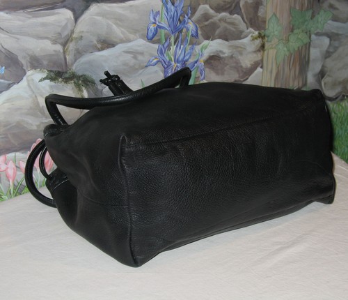 CYNTHIA ROWLEY Large Black Leather Drawstring Handbag Shoulder Bag - Picture 3 of 4