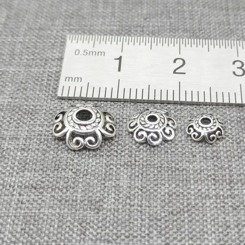 925 Sterling Silver Spiral Flower Bead Caps Bracelet Spacer 6mm 8mm 10mm 12mm - image 2 of 4