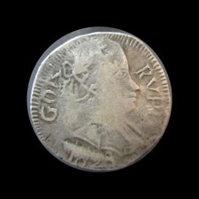 PORTUGUESE INDIA GOA RUPIA 600 REIS JOÃO VI SILVER 1823 KM 239 #1341#