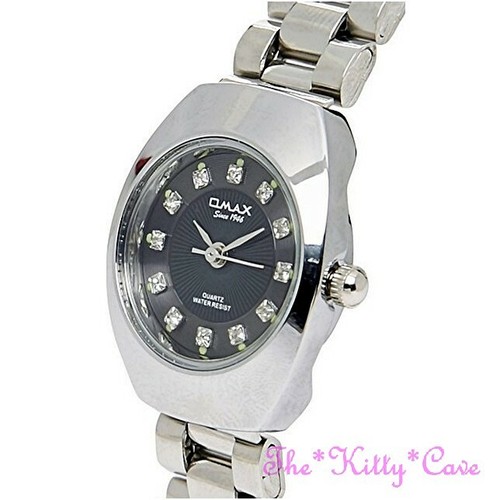 Reloj de vestir de lujo de diseñador suizo OMAX, Seiko Movt plateado y negro cristal WP3900 - Imagen 3 de 7