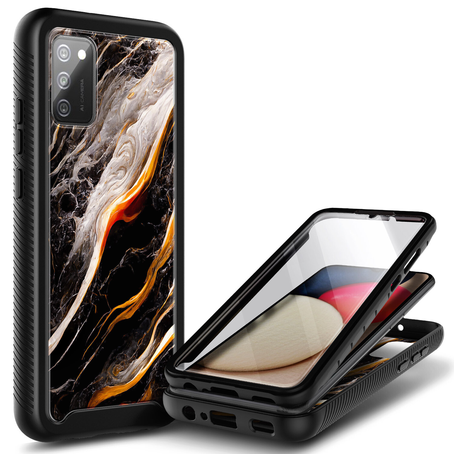 For Samsung Galaxy A03s Case, Full Body Phone Cover + Built-In Screen Protector - Picture 39 of 78