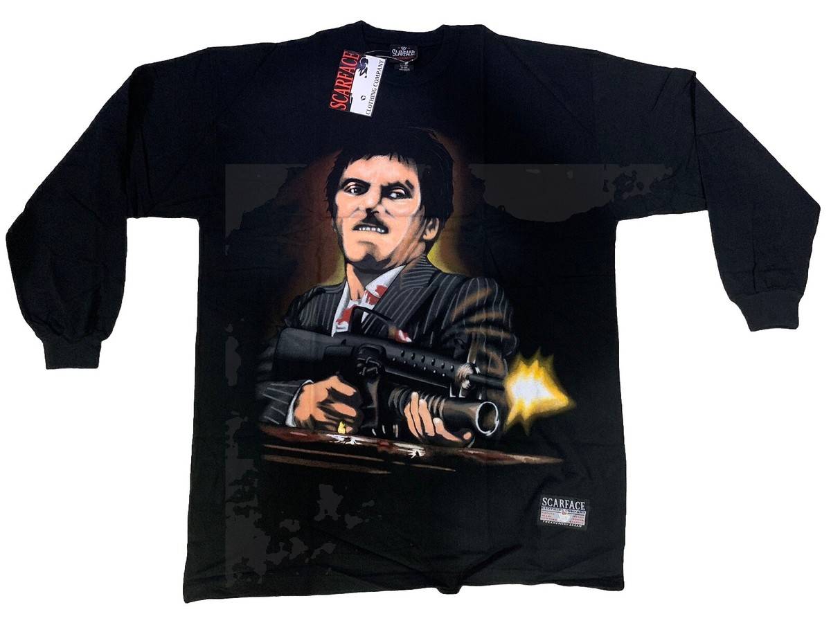 トップス vintage SCARFACE long T shirt VTG Scarface Clothing Co. Black Long Sleeve – New2You LX
