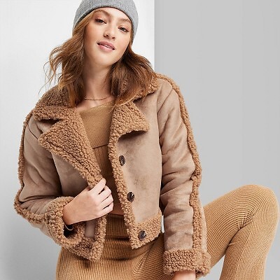 Женская куртка из искусственной овечьей шерсти - Wild Fable Brown XS