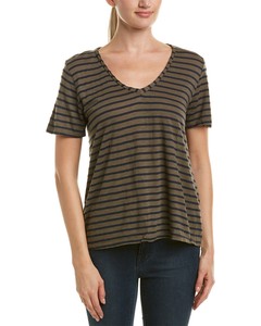 Michael-Stars-Striped-T-Shirt-Women-039-s-Green-Os