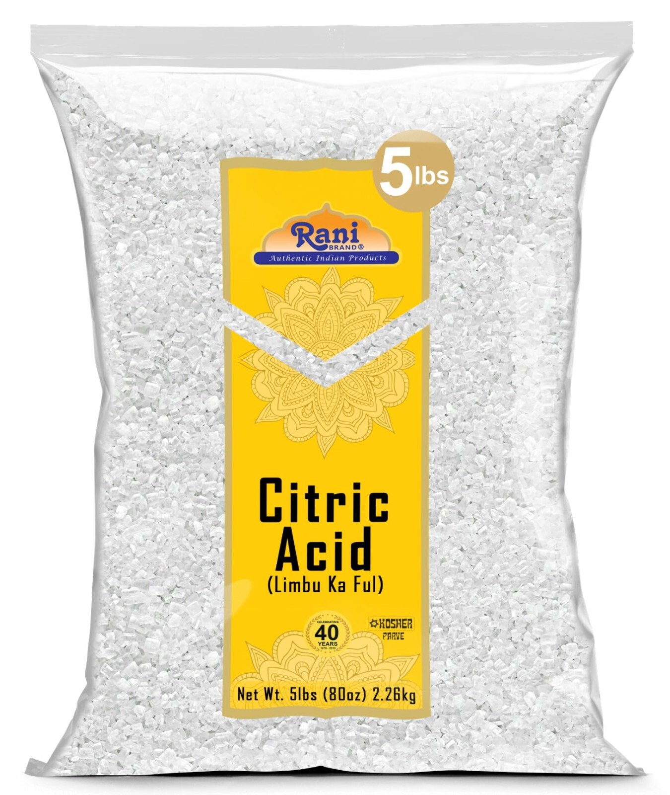 Rani Citric Acid Powder, Food Grade (Limbu Ka Ful) 80oz (5lbs) 2.27kg