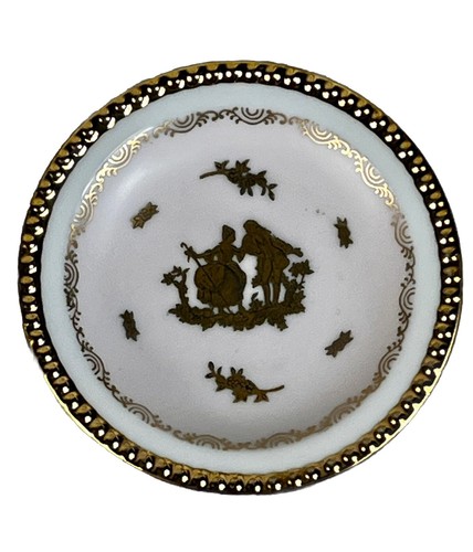 ANDREA by SADEK 4" COURTING COUPLE Saucer Trinket Dishes PALE Pink/GOLD Lot of 7 - Picture 6 of 10