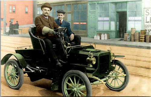 Postcard 1905 Cadillac Runabout Series E Car Males Driving Automobile - Picture 1 of 2