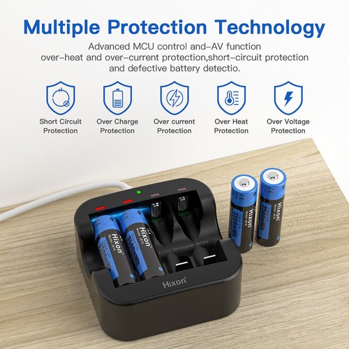 1.5V Rechargeable Lithium Batteries AA 3500mWh Hixon AA/AAA Li-ion Charger Lot - Picture 2 of 17