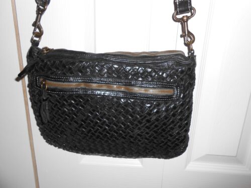 Umhängetasche Damen ~ Langellotti ~ hergestellt in Italien ~ schwarz geflochtenes Leder im Used-Look - Bild 5 von 17