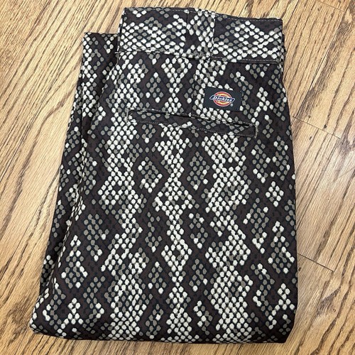 Pantaloni cachi Dickies Camden marroni stampa serpente gamba dritta nuovi con etichetta taglia 10 - Foto 14 di 16