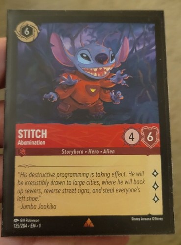 🔮 Disney Lorcana Stitch Abomination Rare 125/204 Non-Foil NM + Mickey Sleeve - Picture 2 of 4