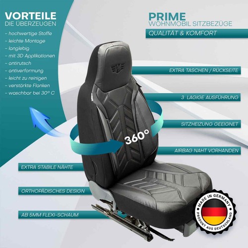 Fundas de asiento de autocaravana Pilot adecuadas para Zion 280 (negro antracita) - Imagen 10 de 12