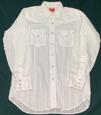 Vintage Ely Plains Button Up Shirt Size 16-33 White Pearl Snap Buttons Western