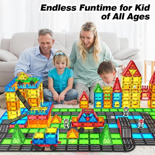 Magnetic Tiles Road Set with Car - Building Blocks Toy for Kids 3 to 12 nice gif - Picture 6 of 8
