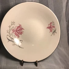 Homer Laughlin London Rhythm VTG LG Bowl 1950’s Pink Silver Serving  Salad MCM