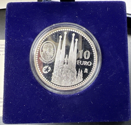 Moneda de 10 euros España 2010 prueba plata Antoni Gaudí en caja con certificado de autenticidad - Imagen 5 de 10