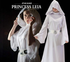 Star Wars Adult Womens Princess Leia Fancy Dress Costume Halloween Cosplay Suit-