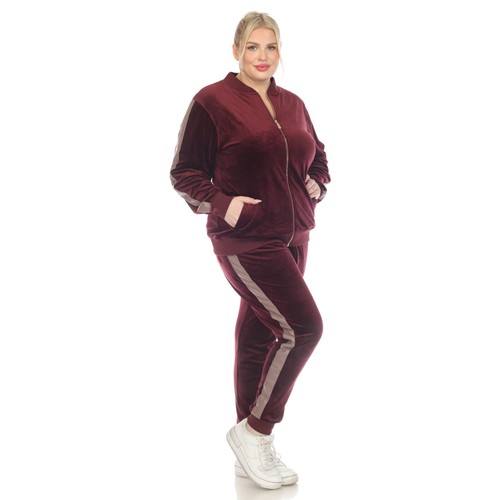 Terciopelo talla grande de 2 piezas con rayas de cuero sintético - Imagen 34 de 42