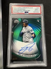 Julio Rodriguez RC Auto /99 2022 Topps Chrome Black Green Refractor PSA 9/9