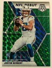 2020 Panini Mosaic Justin Herbert RC #263 NFL Debut Green Prizm