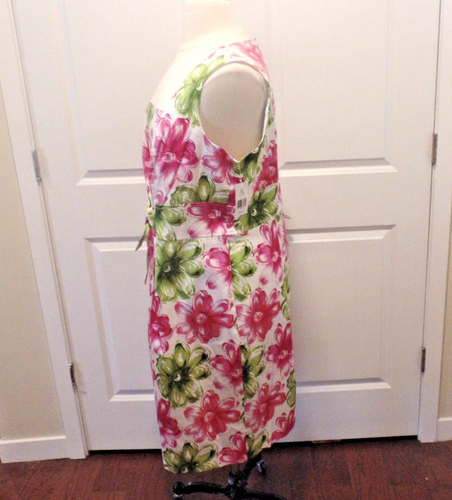 Neu mit Etikett Kim Rogers ärmelloses Damenkleid rosa & grün Stretch Baumwolle Blumenmuster Größe 20 W - Bild 3 von 7