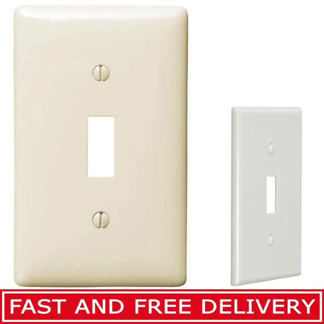 Hubbell 1 Gang Light Almond Single Plastic Toggle Wall Plate Single Toggle Wall Plate 1 Gang Light Almond Standard Size Lights Switch Cover