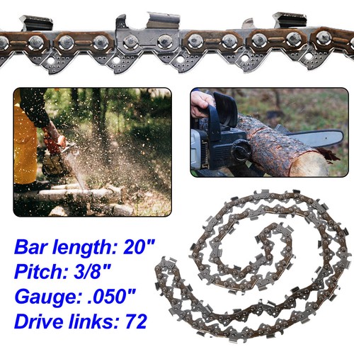 20 Inch Chainsaw Chain 72DL 3/8" Blade Gauge 0.050" Saw Chains Replacement Metal