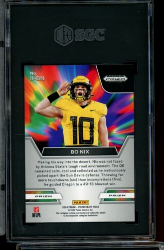 2024 Panini DP II-BN Bo Nix RC instant impact green Prizm SGC 9.5 - Picture 2 of 2