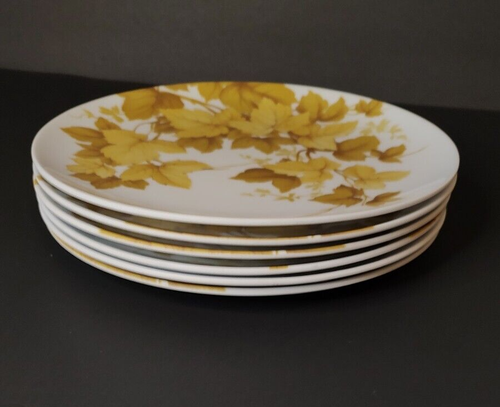 6 Texas Ware Yellow Maple leaf 10" Dinner Plates Melamine Melmac Dinnerware - Picture 5 of 6