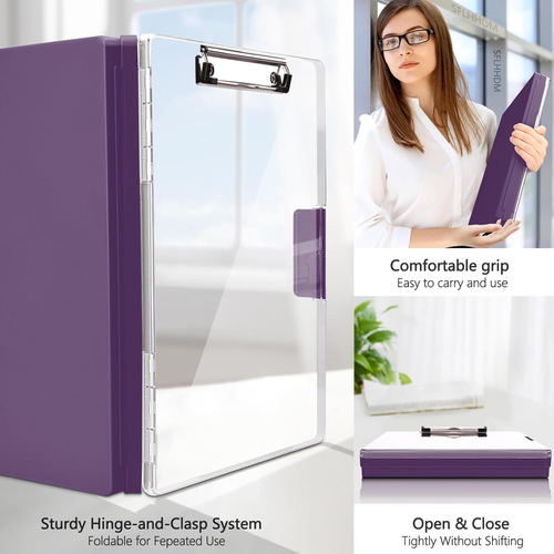 Clipboard with Storage, 8.5x11, Side Open, Nursing Clipboard, Dark Purple - Picture 5 of 12
