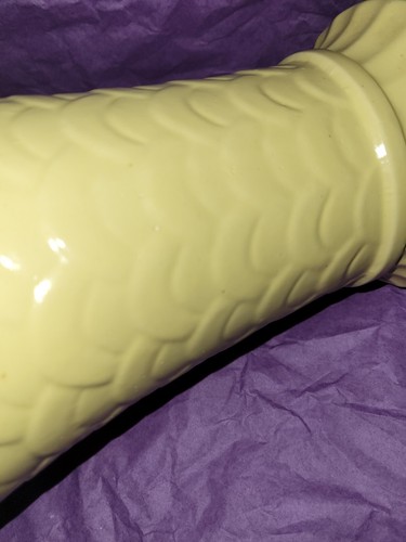 Monmouth Pottery Vase - Yellow Scalloped , Fish Scale Pattern 1950s Pottery 5655 - Picture 5 of 21