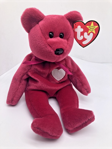 1998/99 Valentina TY Beanie Baby TAG ERRORS w/hologram Magenta Pink Teddy Bear